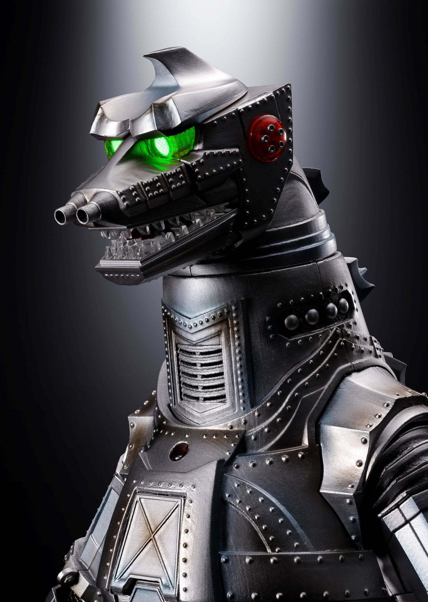 MECHAGODZILLA 1974 "Godzilla vs Mechagodzilla", TAMASHII NATIONS DX SOUL OF CHOGOKIN eyse light up green