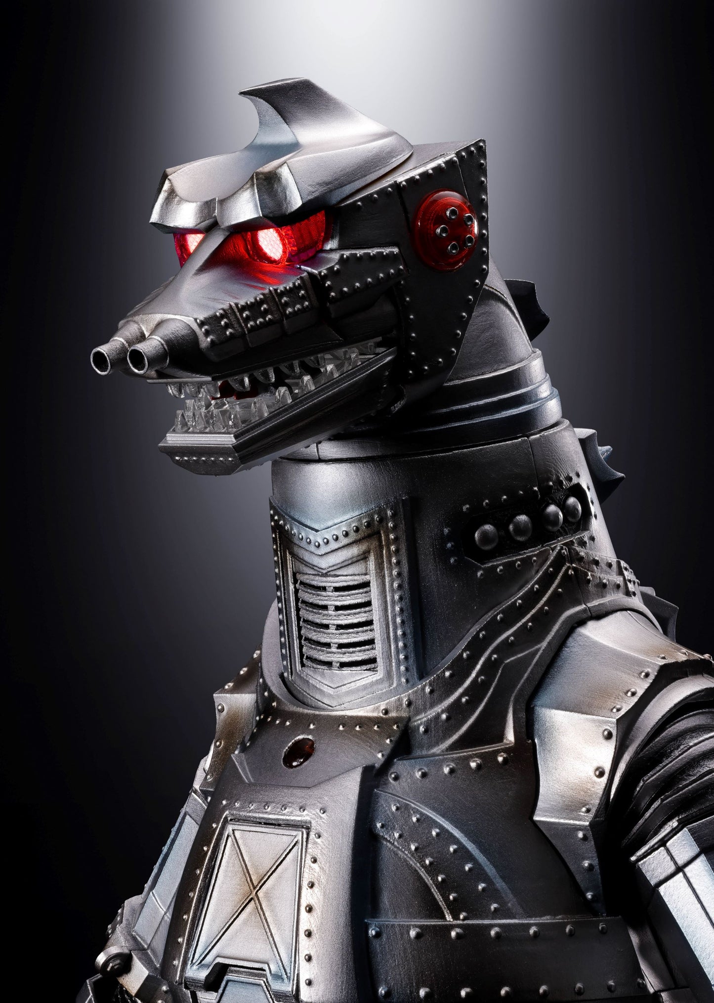 MECHAGODZILLA 1974 "Godzilla vs Mechagodzilla", TAMASHII NATIONS DX SOUL OF CHOGOKIN eyes light up red