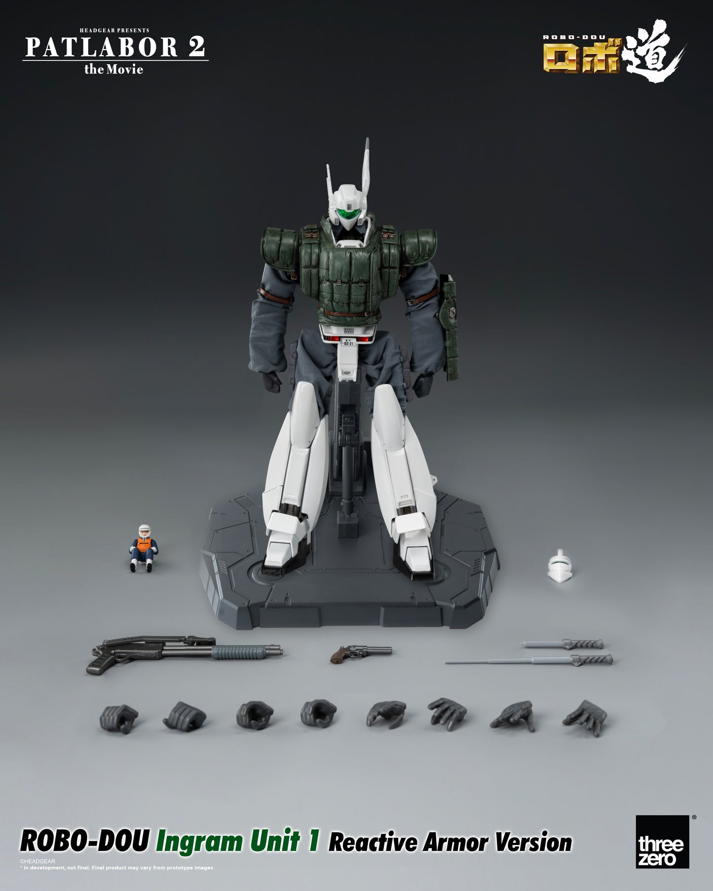 The Movie - ROBO-DOU Ingram Unit 1 Reactive Armor Version showing all the parts and accessories