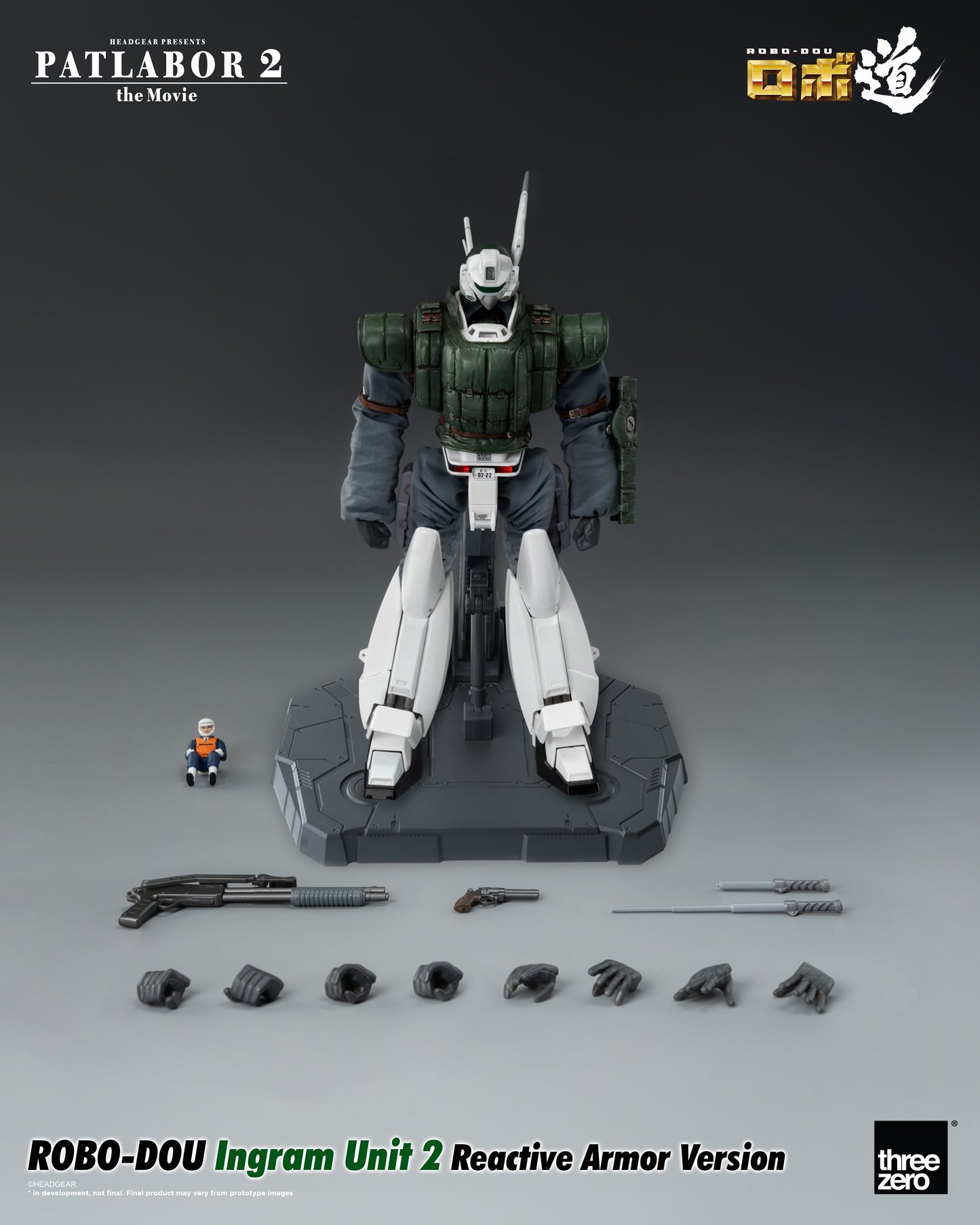 Patlabor 2: The Movie - ROBO-DOU Ingram Unit 2 Reactive Armor Version showing all accessories