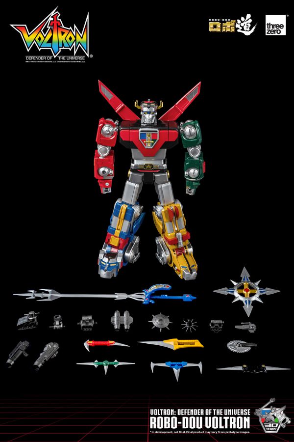 Voltron: Defender of the Universe Voltron Robo-DOU Action Figure showing all accessories