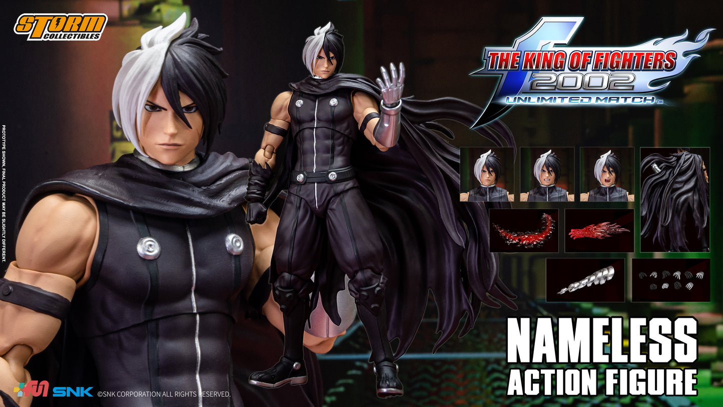 NAMELESS - THE KING OF FIGHTERS 2002 by Storm Collectibles showing all accessories