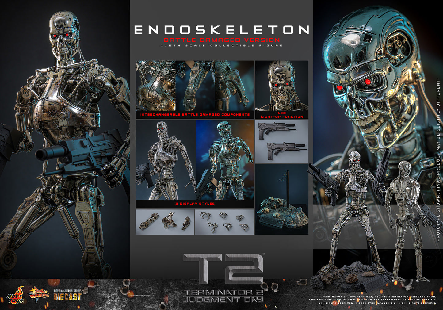 Hot Toys Endoskeleton (Battle Damaged Version) Sixth Scale Figure "Terminator 2" | Hot Toys