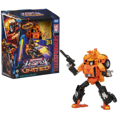Transformers: Legacy United Leader G1 Triple Changer Sandstorm box and robot