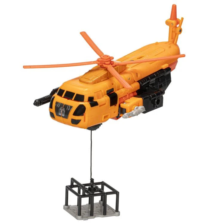 Transformers: Legacy United Leader G1 Triple Changer Sandstorm helicopter with rescue stretcher