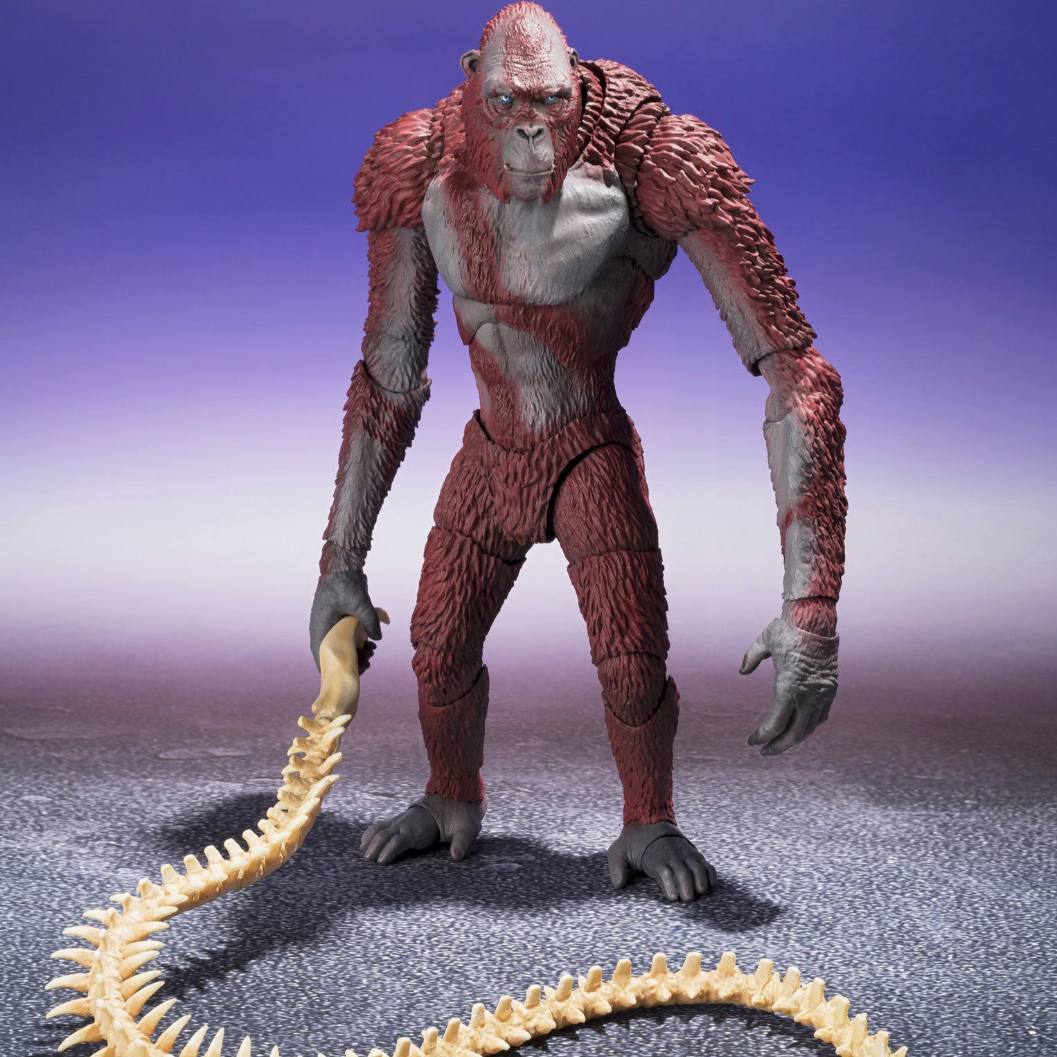 SKAR KING FROM GODZILLA x KONG: THE NEW EMPIRE  “GODZILLA x KONG: THE NEW EMPIRE”  TAMASHII NATIONS S.H.MonsterArts close up standing pose with whip