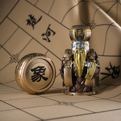 IVIIMEE Toys Transforming Chinese Chess (Xiangqi) Dazzling Golden Version Set Of 8 with Base