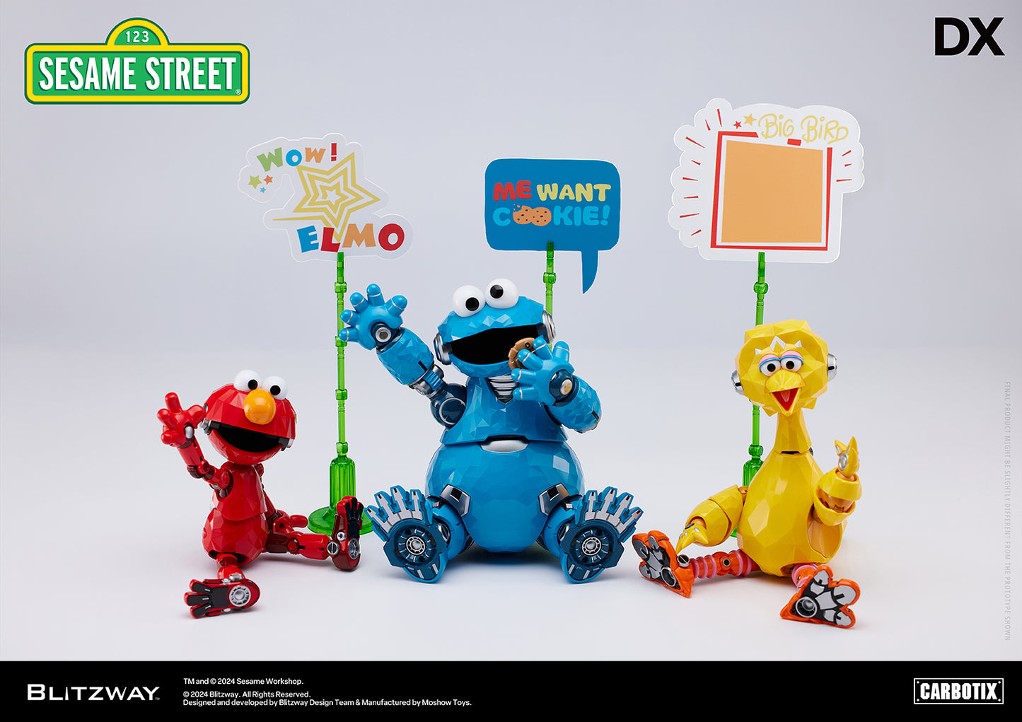 Pre Order Sesame Street Iconic Trio Reimagined DX Version - Blitzway Carbotix Action Figure