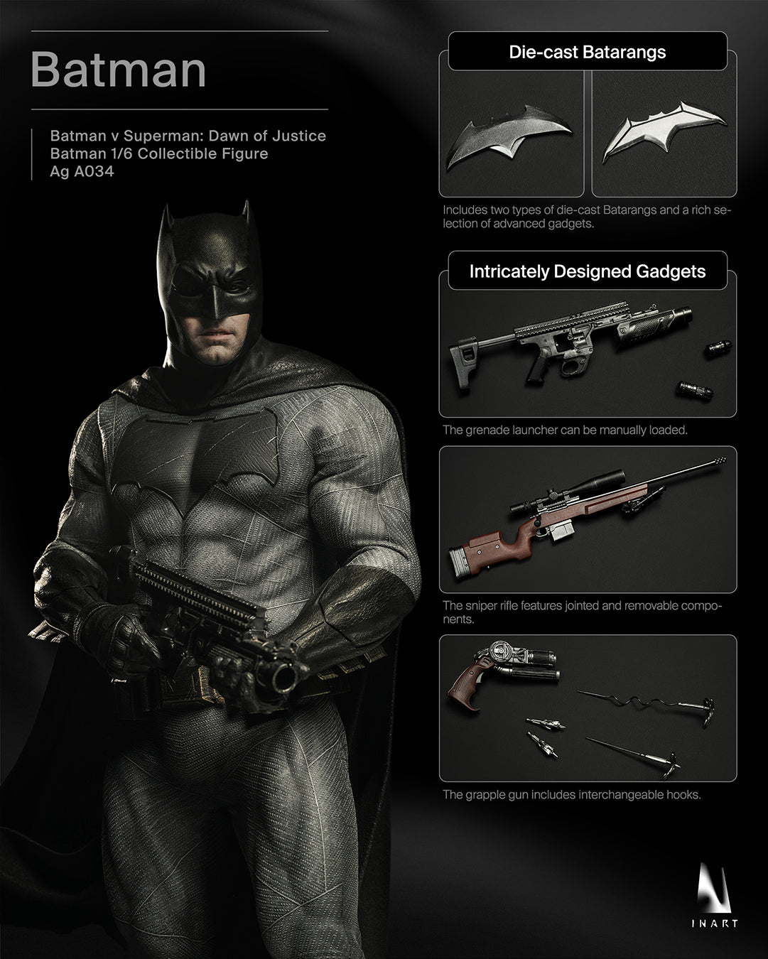 InArt 1/6 BVS Batman "Batman v Superman: Dawn of Justice" | InArt 1/6 Scale