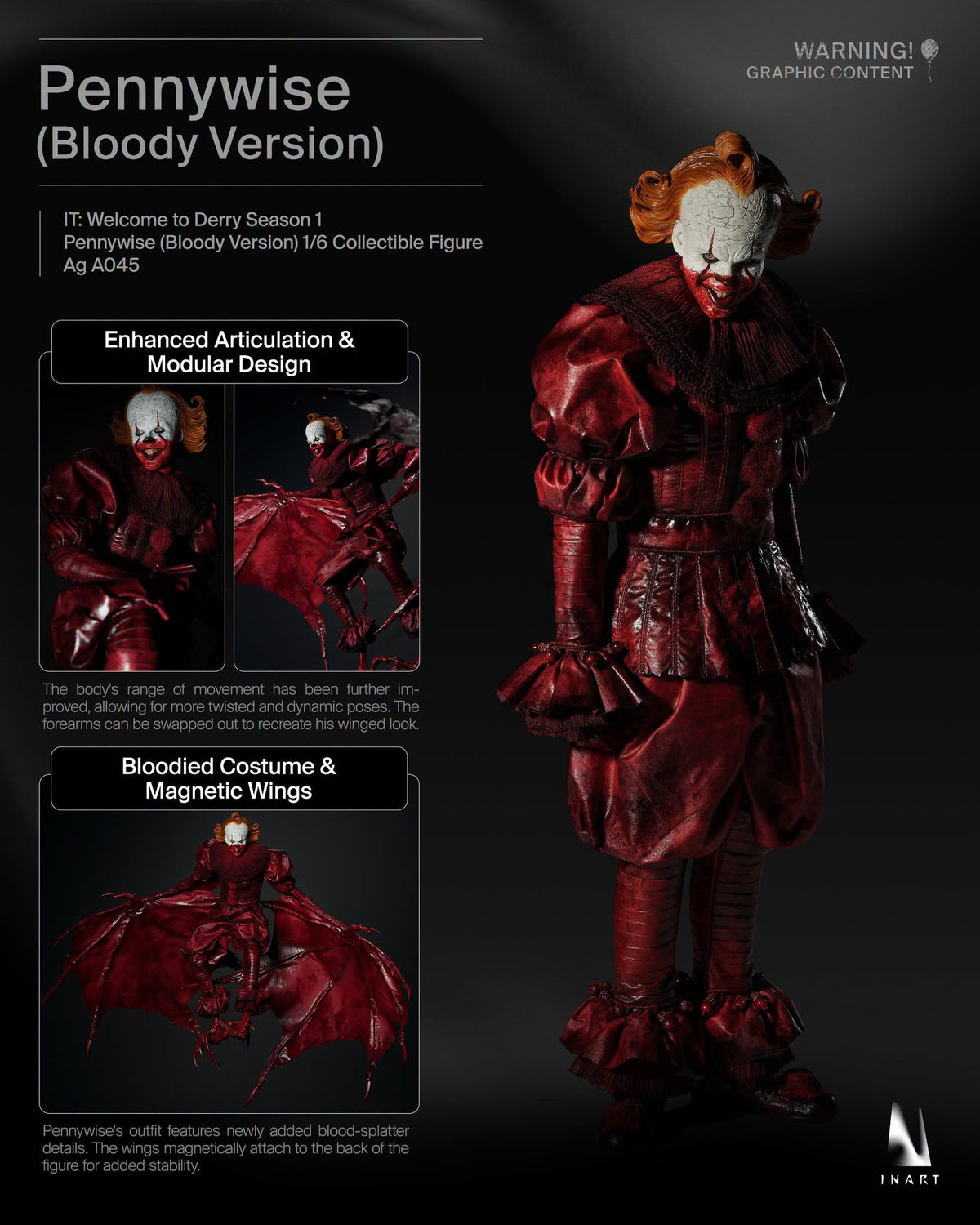 InArt 1/6 Pennywise (Bloody Ver.) "IT: Welcome to Derry Season 1" | InArt