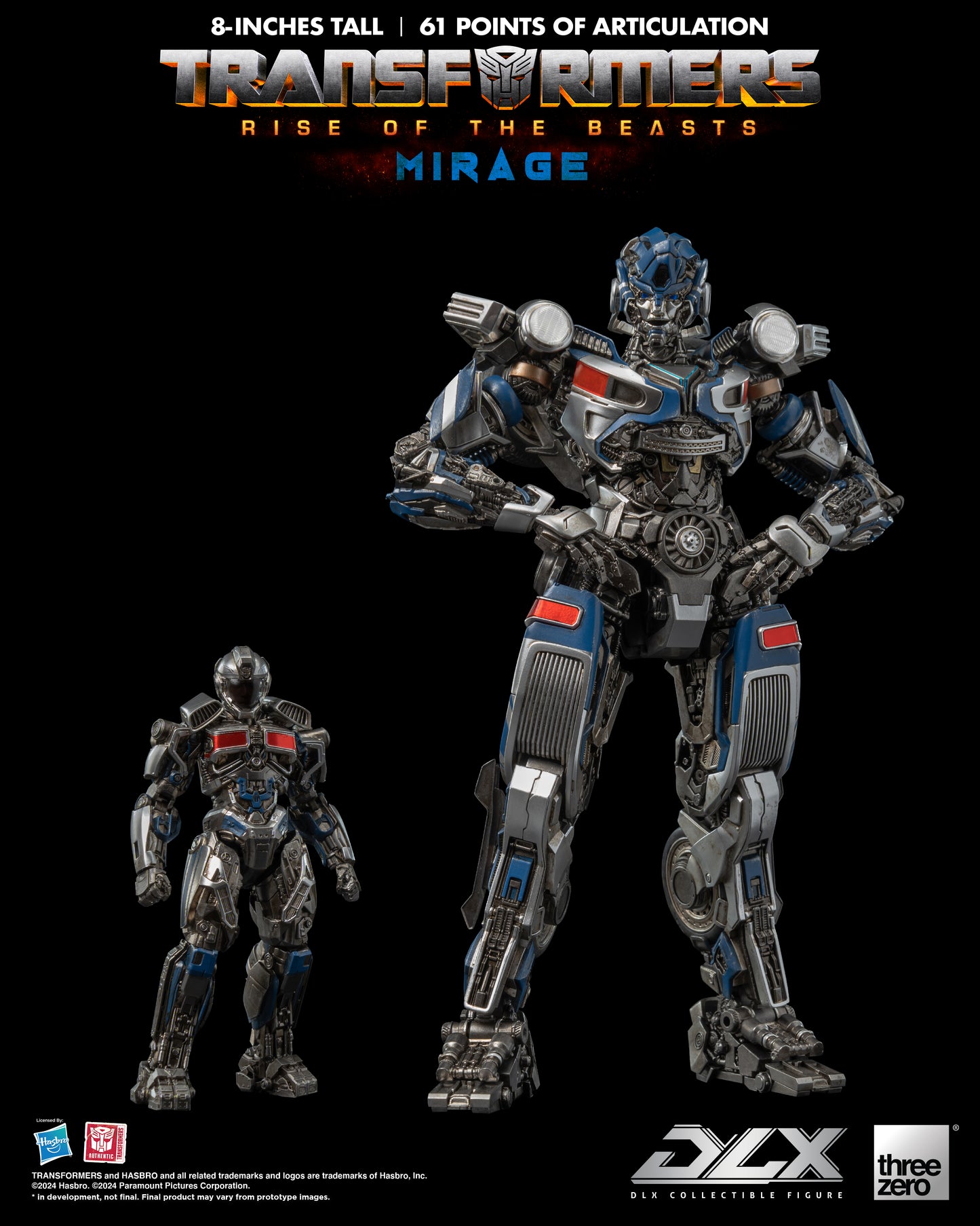 Transformers: Rise of the Beasts - DLX Mirage by Threezero showing both figures