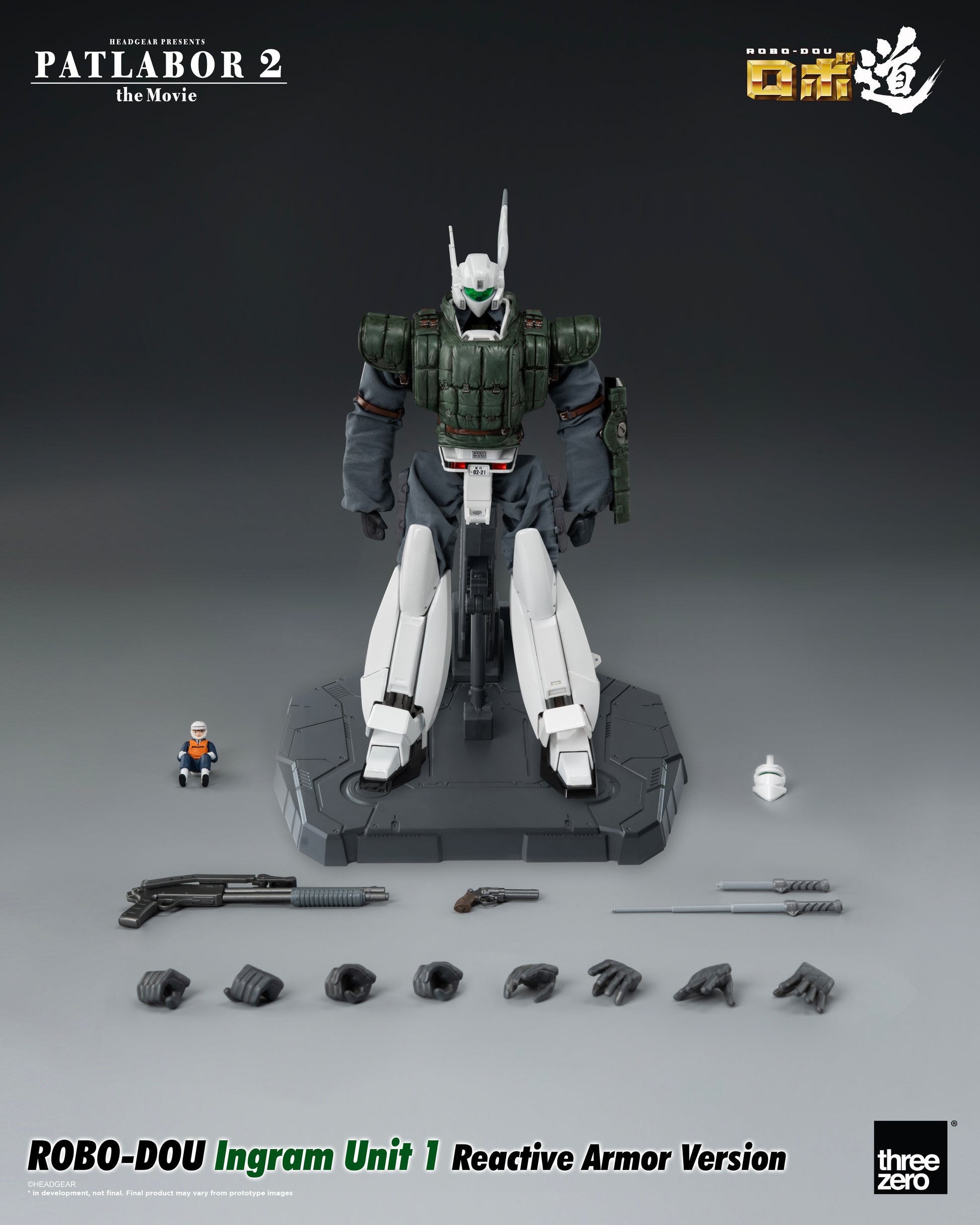 The Movie - ROBO-DOU Ingram Unit 1 Reactive Armor Version showing all the parts and accessories