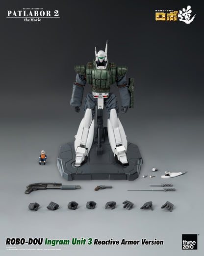 Patlabor 2: The Movie - ROBO-DOU Ingram Unit 3 Reactive Armor Version showing all accessories