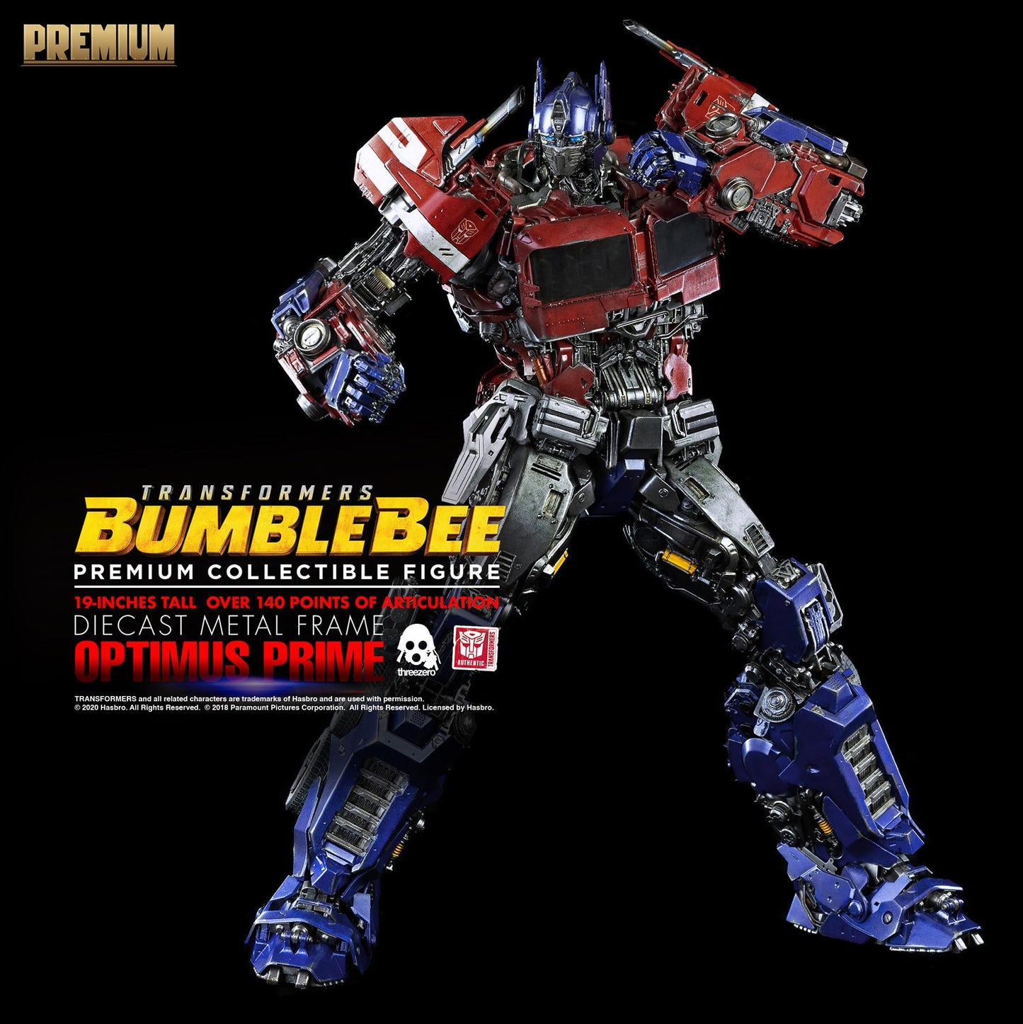 Premium Optimus Prime Diecast Metal Frame Statue "Transformers Bumblebee" - Hasbro and Threezero