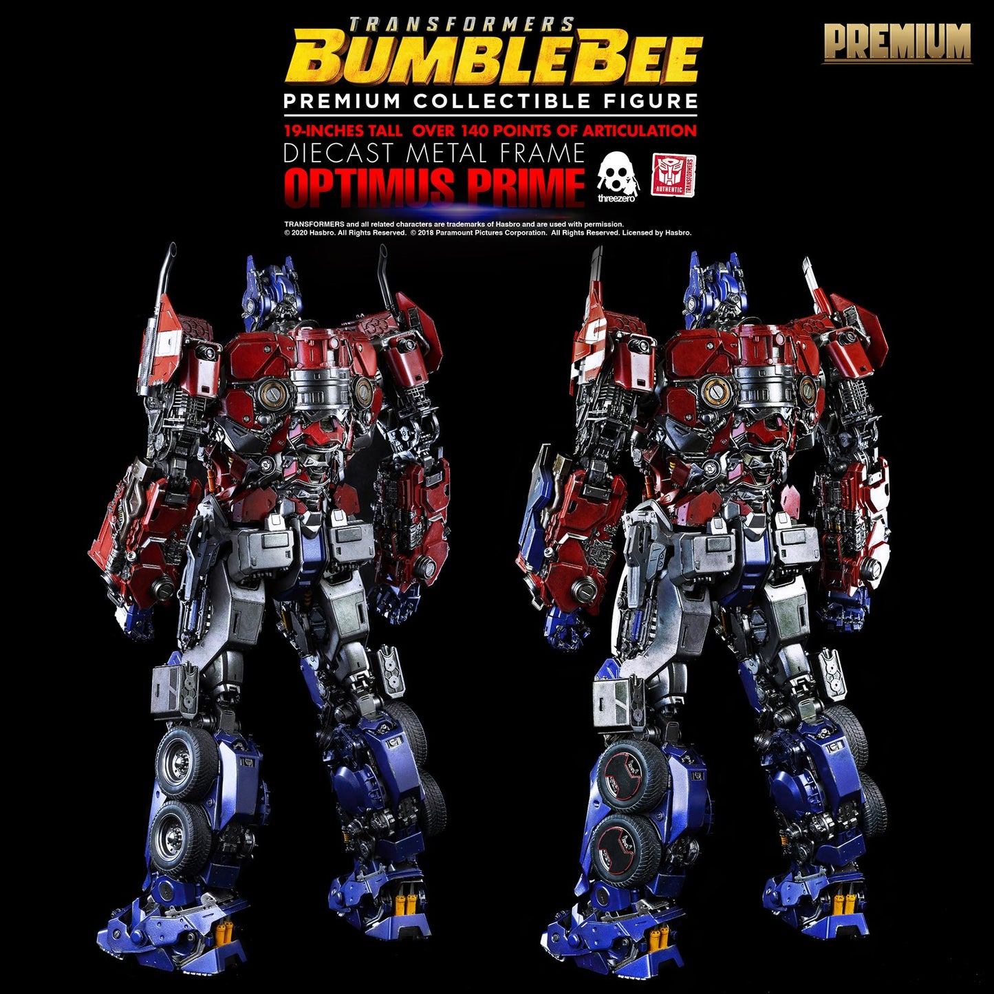 Premium Optimus Prime Diecast Metal Frame Statue "Transformers Bumblebee" - Hasbro and Threezero