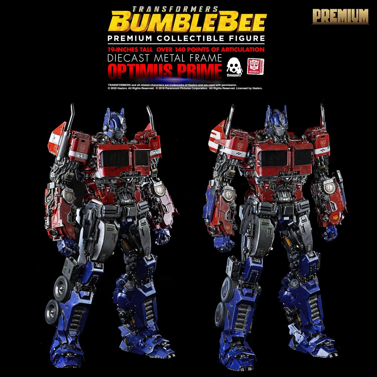 Premium Optimus Prime Diecast Metal Frame Statue "Transformers Bumblebee" - Hasbro and Threezero