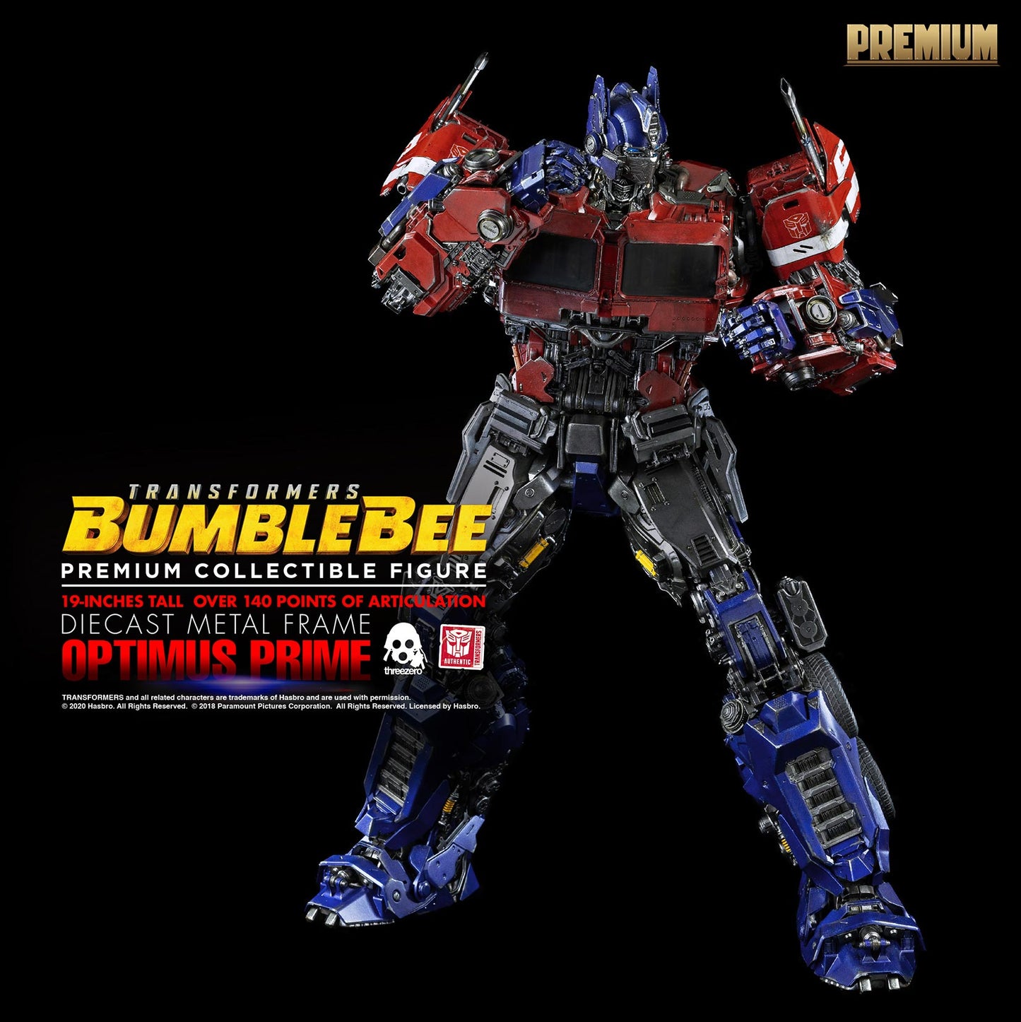 Premium Optimus Prime Diecast Metal Frame Statue "Transformers Bumblebee" - Hasbro and Threezero