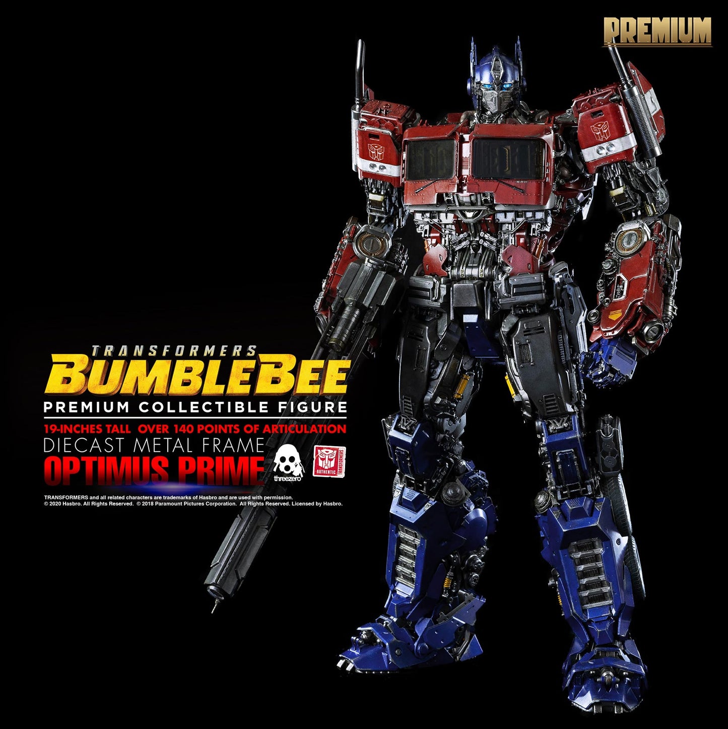 Premium Optimus Prime Diecast Metal Frame Statue "Transformers Bumblebee" - Hasbro and Threezero