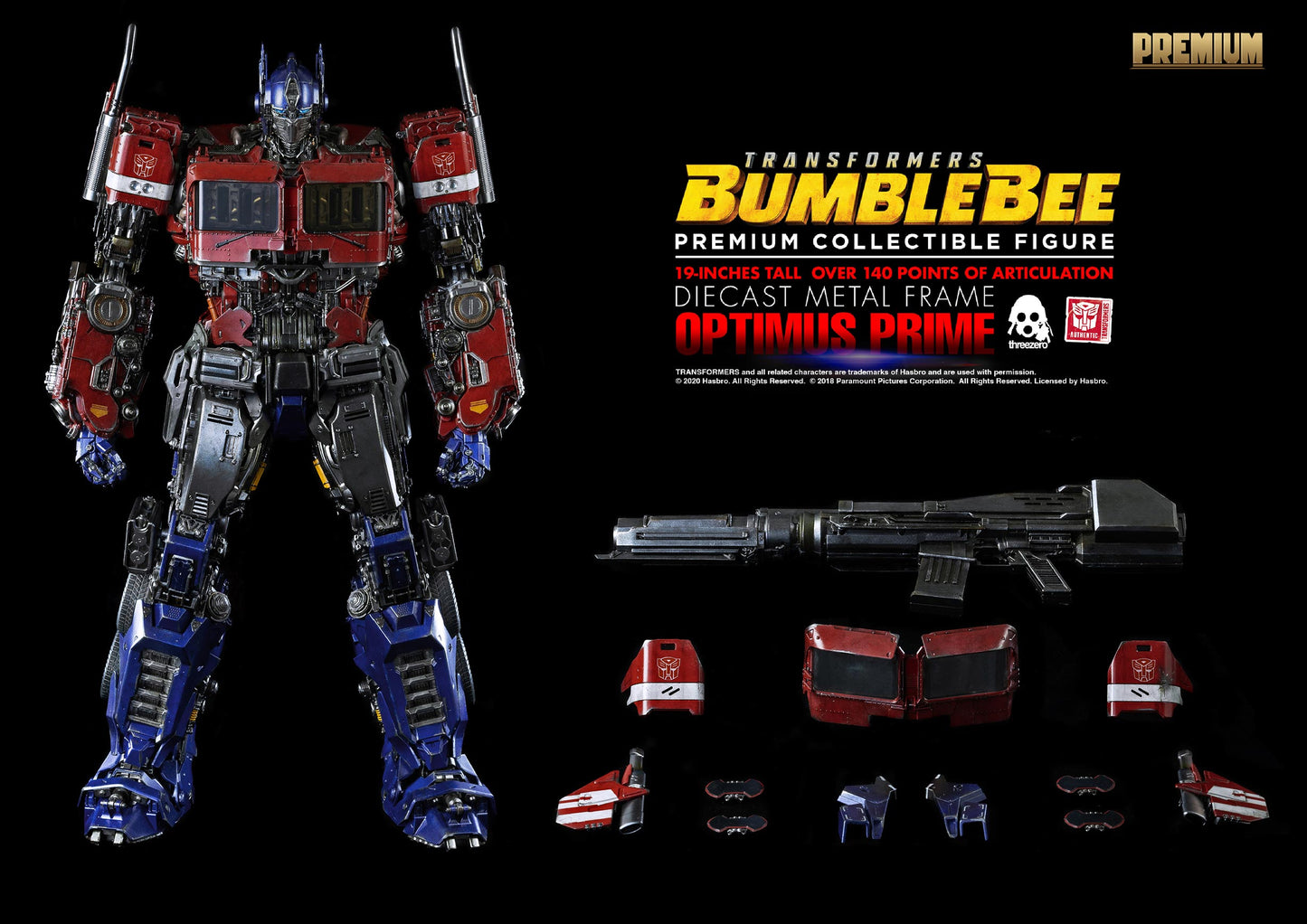 Premium Optimus Prime Diecast Metal Frame Statue "Transformers Bumblebee" - Hasbro and Threezero