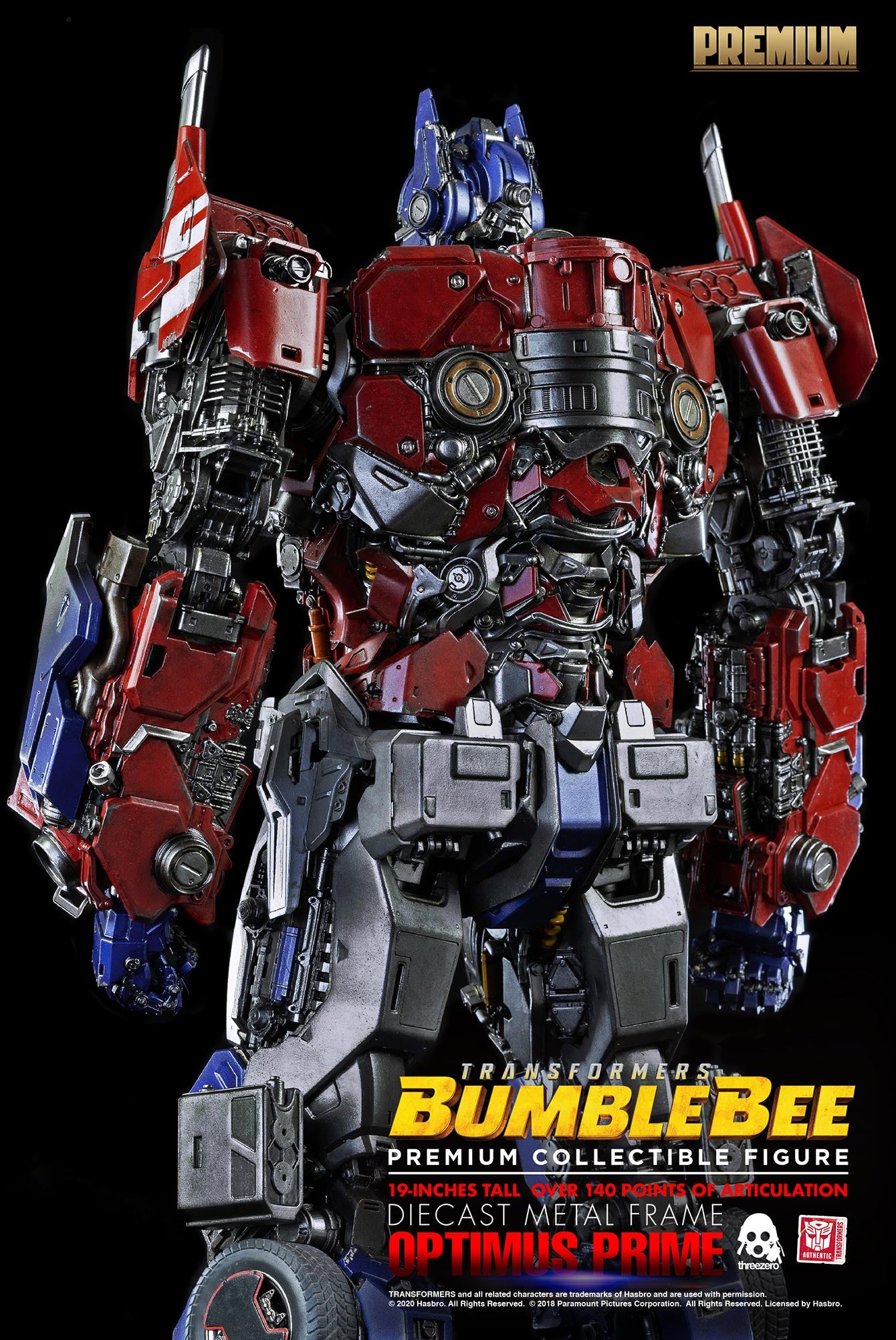 Premium Optimus Prime Diecast Metal Frame Statue "Transformers Bumblebee" - Hasbro and Threezero