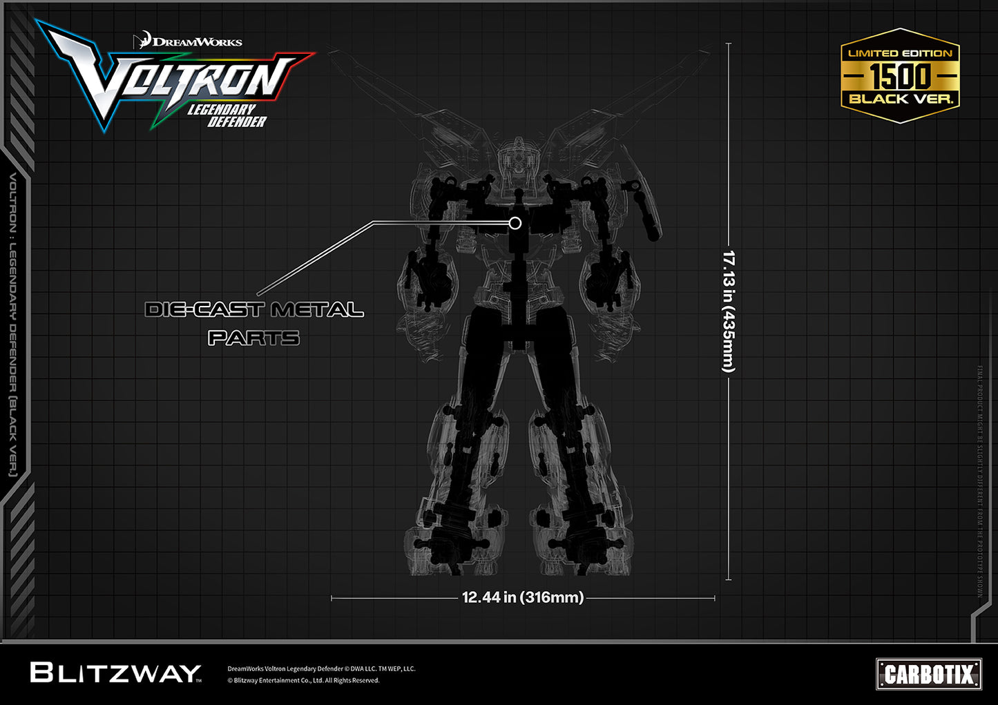 Blitzway Carbotix Black Voltron Legendary Defender (Special Limited Edition Black Version) | Blitzway