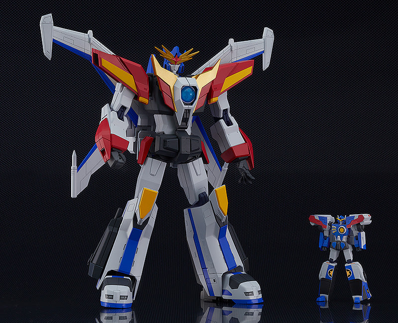 The Brave Fighter of Legend Da-Garn THE GATTAI Da-Garn X Figure standing next to smaller robot