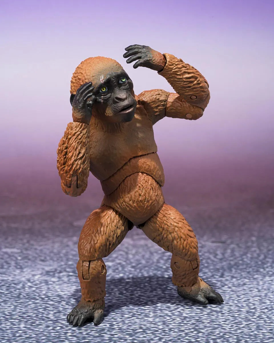 Suko &amp; Mothra (2024) "From Godzilla x Kong: The New Empire" "From Godzilla x Kong: The New Empire", TAMASHII NATIONS S.H.MonsterArts Suko looking afraid
