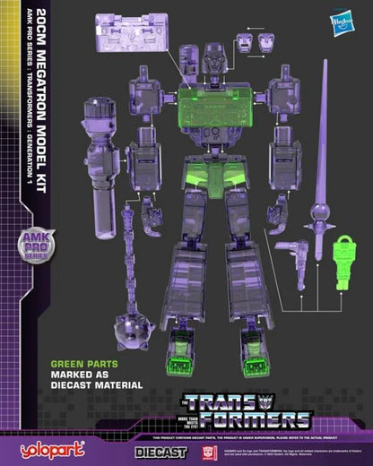 Transformers Megatron Advanced Model Kit Pro by Yolopark showing off all diecast parts and accessories