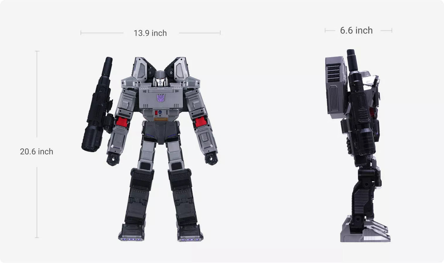 Flagship Megatron Auto-Converting Robot showing measurement of megatron