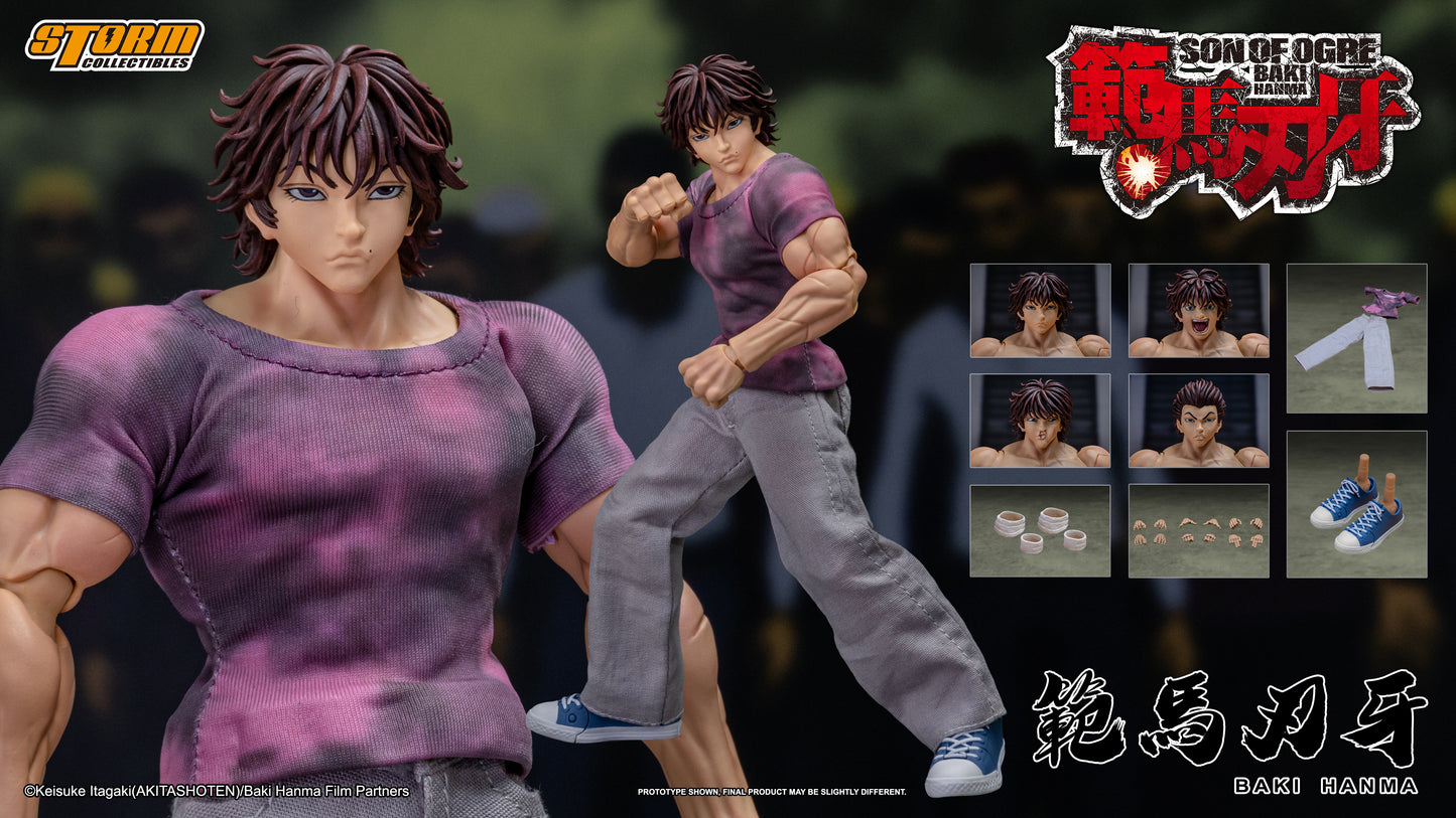 BAKI HANMA "SON OF THE ORGE" Action Figuree Storm Collectibles showing all accessories