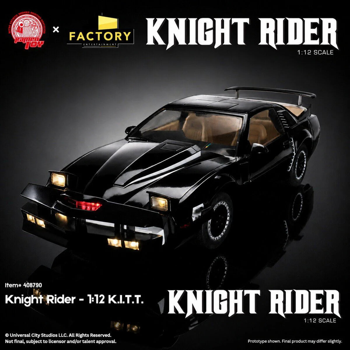 Ramen Toy 1/12 Knight Rider K.I.T.T. Vehicle and Michael Knight Action Figure 1/12 Scale Limited Edition Set | Ramen Toys