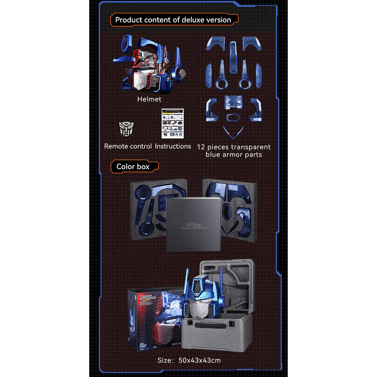 Transformers G1 Optimus Prime Wearable Helmet w/ Detachable Armor Parts（Deluxe Version）