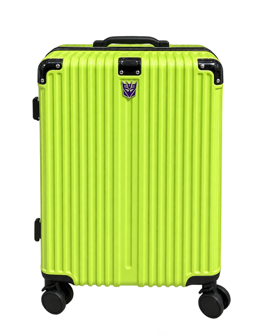 Transformers Devastator green carry-on suitcase on transparent background