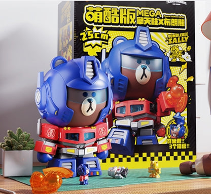 Pre Order Blokess Figure Mokoo Series LINE FRIENDS x Transformers Mega Optimus Prime Brown Bear - Blokees Model