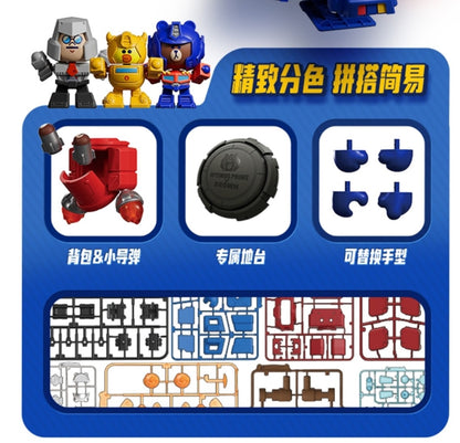 Pre Order Blokess Figure Mokoo Series LINE FRIENDS x Transformers Mega Optimus Prime Brown Bear - Blokees Model
