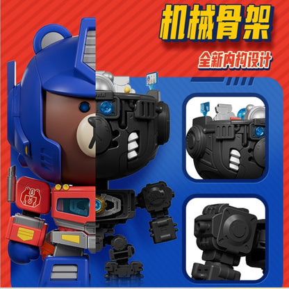 Pre Order Blokess Figure Mokoo Series LINE FRIENDS x Transformers Mega Optimus Prime Brown Bear - Blokees Model