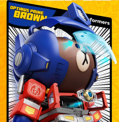 Pre Order Blokess Figure Mokoo Series LINE FRIENDS x Transformers Mega Optimus Prime Brown Bear - Blokees Model
